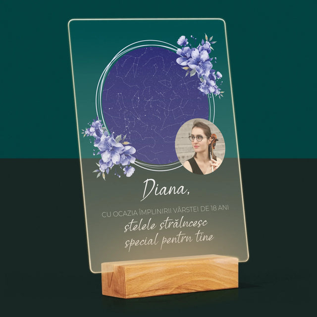 Harta Stelelor: Harta Stelelor: Stelele Strălucesc Pentru A-Ți Sărbători Ziua De Naștere - Imprimare Pe Sticlă Acrilică (Verticală)