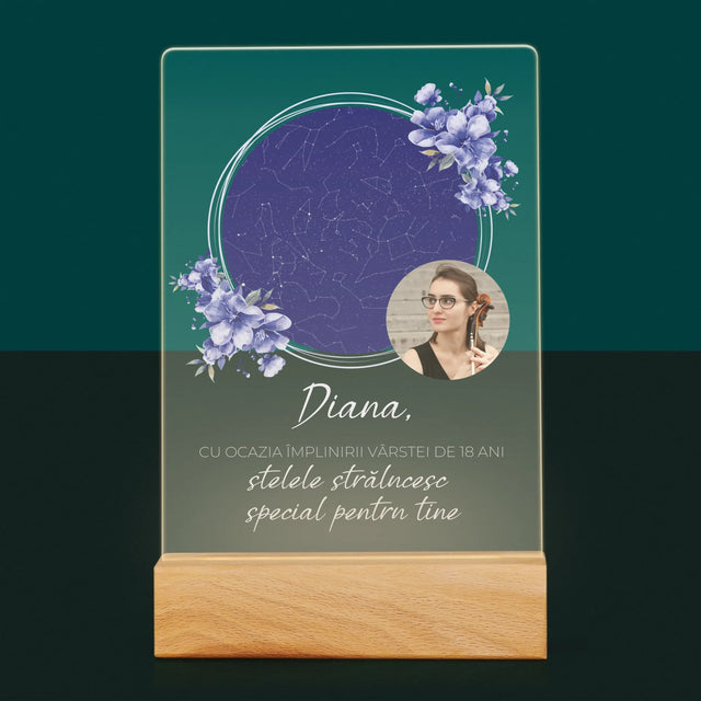 Harta Stelelor: Harta Stelelor: Stelele Strălucesc Pentru A-Ți Sărbători Ziua De Naștere - Imprimare Pe Sticlă Acrilică (Verticală)