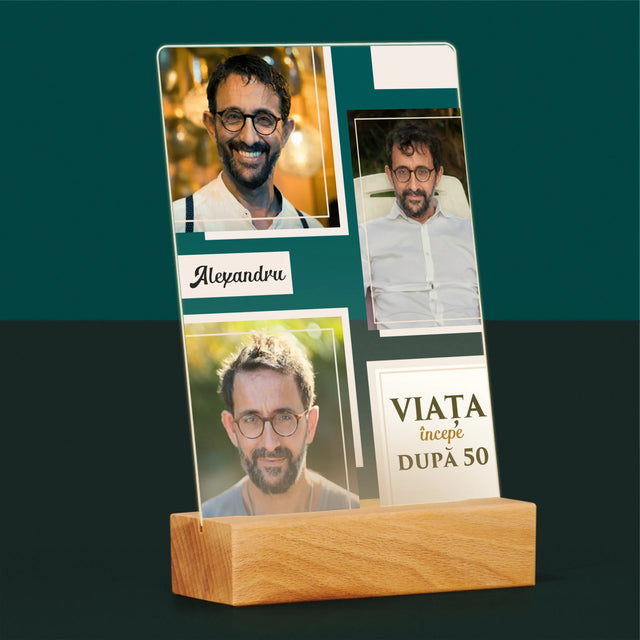Colaj De Fotografii: Viața Începe După 50 - Imprimare Pe Sticlă Acrilică (Verticală)