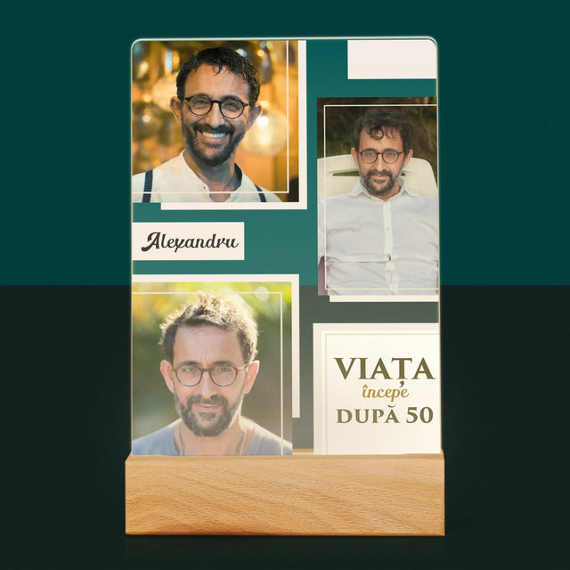 Colaj De Fotografii: Viața Începe După 50 - Imprimare Pe Sticlă Acrilică (Verticală)