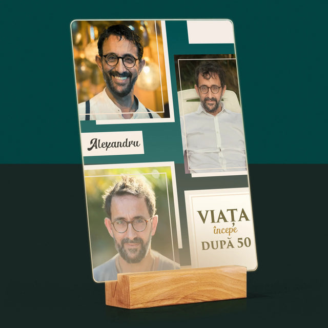 Colaj De Fotografii: Viața Începe După 50 - Imprimare Pe Sticlă Acrilică (Verticală)