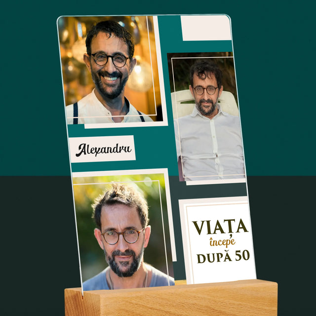 Colaj De Fotografii: Viața Începe După 50 - Imprimare Pe Sticlă Acrilică (Verticală)