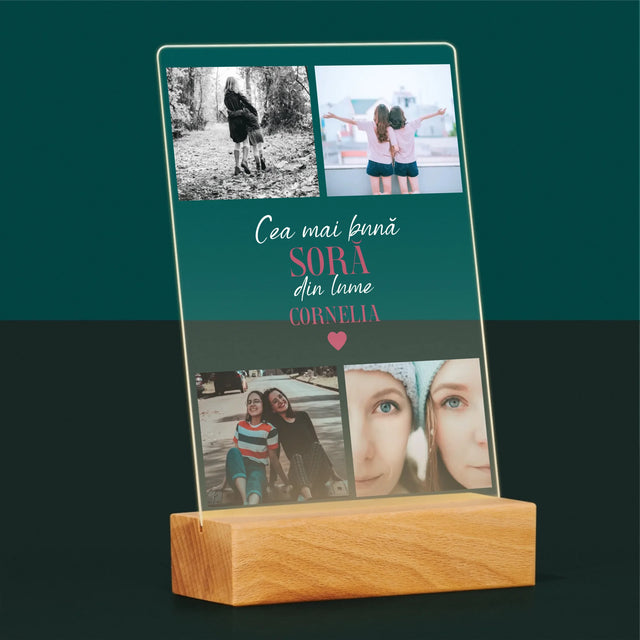 Colaj De Fotografii: Cea Mai Bună Soră Din Lume - Imprimare Pe Sticlă Acrilică (Verticală)