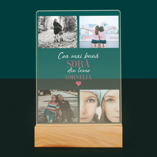 Colaj De Fotografii: Cea Mai Bună Soră Din Lume - Imprimare Pe Sticlă Acrilică (Verticală)