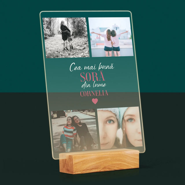 Colaj De Fotografii: Cea Mai Bună Soră Din Lume - Imprimare Pe Sticlă Acrilică (Verticală)