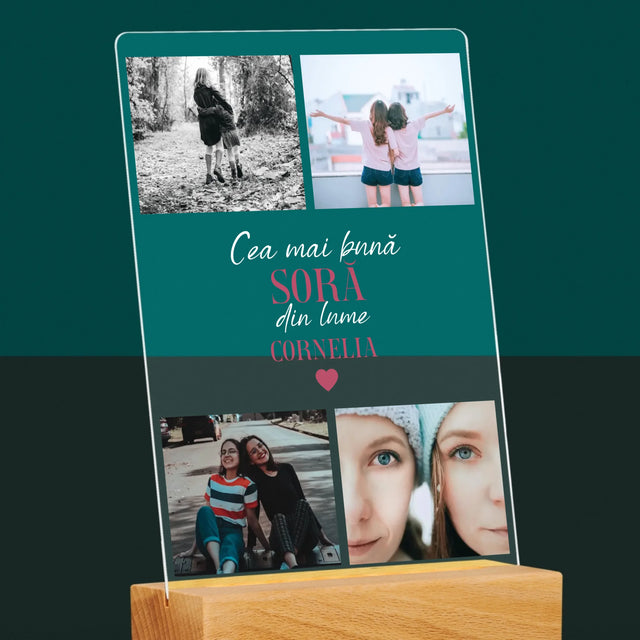 Colaj De Fotografii: Cea Mai Bună Soră Din Lume - Imprimare Pe Sticlă Acrilică (Verticală)
