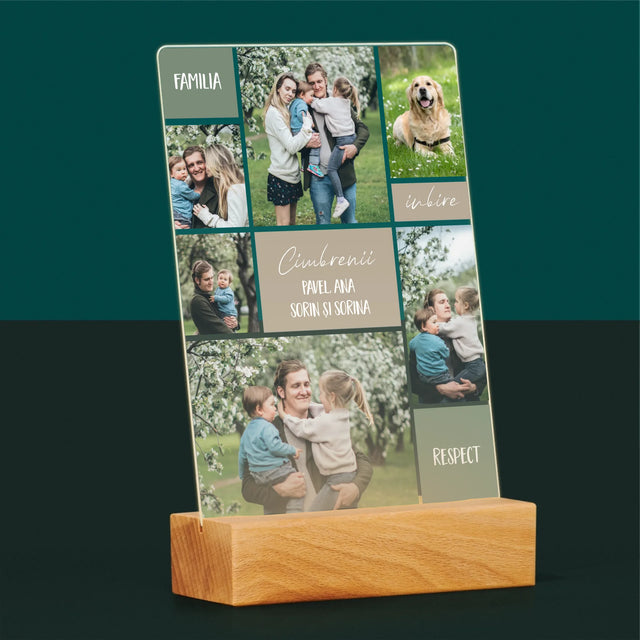 Colaj De Fotografii: Familia Colaj Din Fotografii - Imprimare Pe Sticlă Acrilică (Verticală)