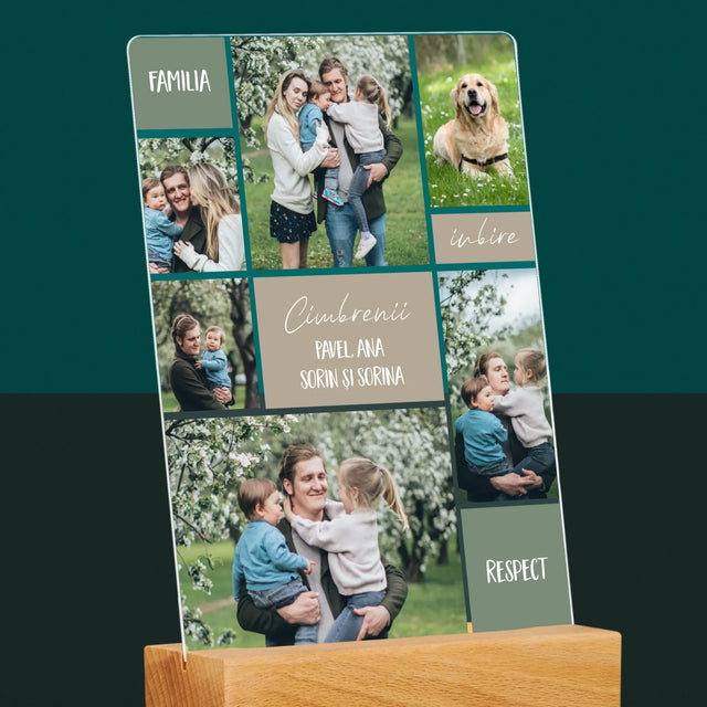 Colaj De Fotografii: Familia Colaj Din Fotografii - Imprimare Pe Sticlă Acrilică (Verticală)