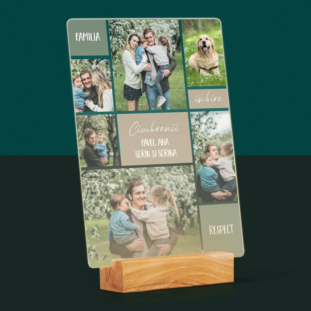 Colaj De Fotografii: Familia Colaj Din Fotografii - Imprimare Pe Sticlă Acrilică (Verticală)