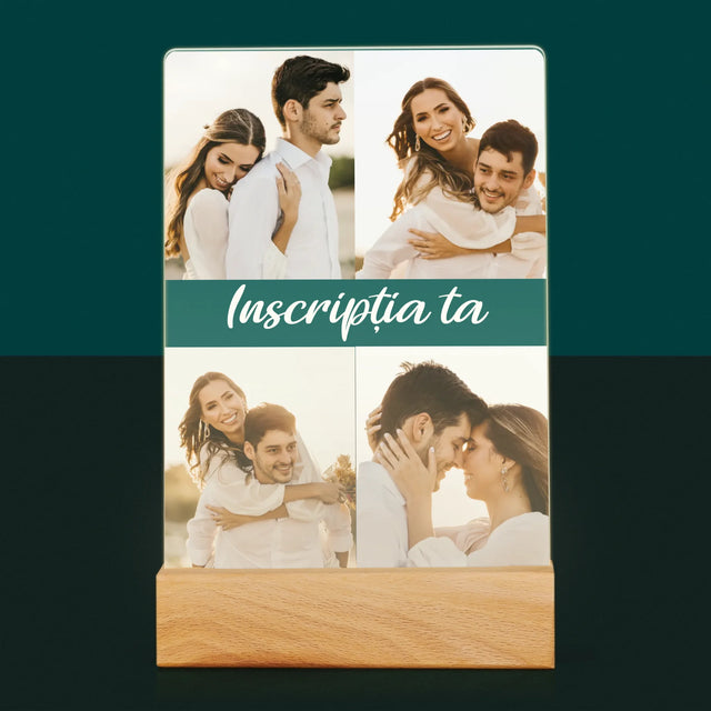 Colaj De Fotografii: 4 Fotografii Cu Inscripție - Imprimare Pe Sticlă Acrilică (Verticală)