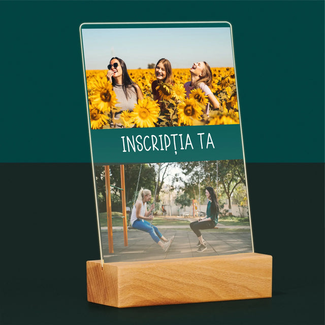 Colaj De Fotografii: 2 Fotografii Cu Inscripție - Imprimare Pe Sticlă Acrilică (Verticală)