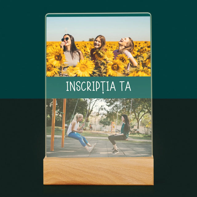 Colaj De Fotografii: 2 Fotografii Cu Inscripție - Imprimare Pe Sticlă Acrilică (Verticală)