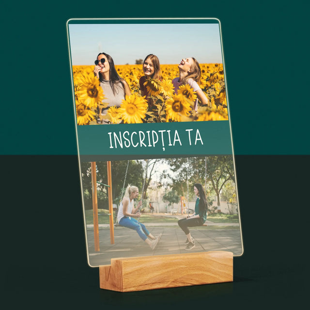 Colaj De Fotografii: 2 Fotografii Cu Inscripție - Imprimare Pe Sticlă Acrilică (Verticală)