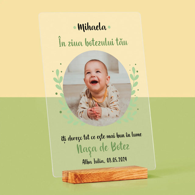 Fotografie Si Semnătură: Cu Prilejul Sfântului Botez - Imprimare Pe Sticlă Acrilică (Verticală)