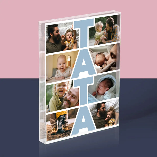 Colaj De Fotografii: Inscripție Tata - Bloc Acrilic