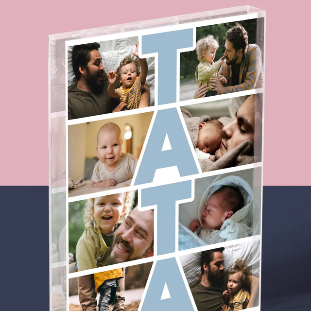 Colaj De Fotografii: Inscripție Tata - Bloc Acrilic