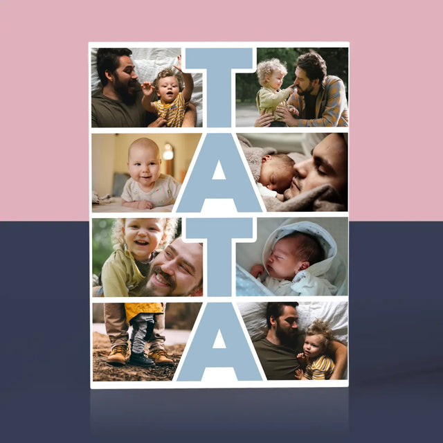 Colaj De Fotografii: Inscripție Tata - Bloc Acrilic