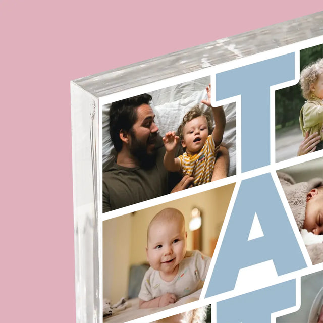 Colaj De Fotografii: Inscripție Tata - Bloc Acrilic