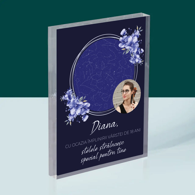 Harta Stelelor: Harta Stelelor: Stelele Strălucesc Pentru A-Ți Sărbători Ziua De Naștere - Bloc Acrilic