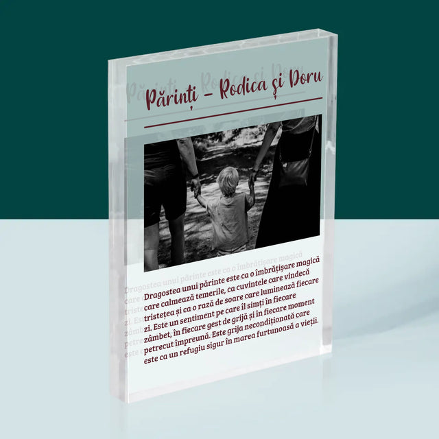 Fotografie Si Semnătură: Părinți Definiția Dragostei Lor - Bloc Acrilic