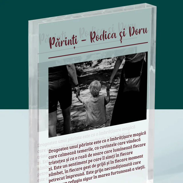 Fotografie Si Semnătură: Părinți Definiția Dragostei Lor - Bloc Acrilic