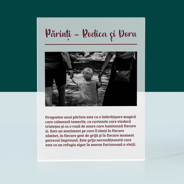 Fotografie Si Semnătură: Părinți Definiția Dragostei Lor - Bloc Acrilic