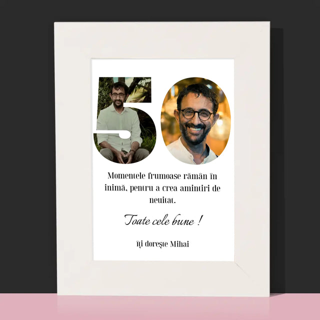 Cuvânt Din Fotografii: 50 Zi De Naștere - Ramă Pentru Fotografii (Horizontală)