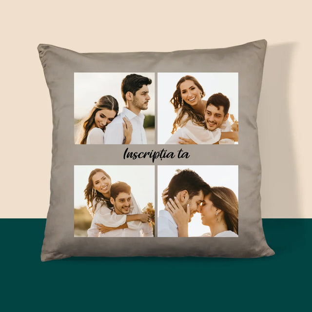 Colaj De Fotografii: 4 Fotografii Cu Inscripție - Pernă (Cu Fotografie)