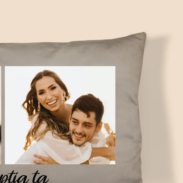 Colaj De Fotografii: 4 Fotografii Cu Inscripție - Pernă (Cu Fotografie)