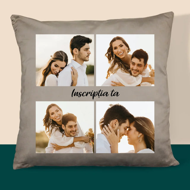 Colaj De Fotografii: 4 Fotografii Cu Inscripție - Pernă (Cu Fotografie)