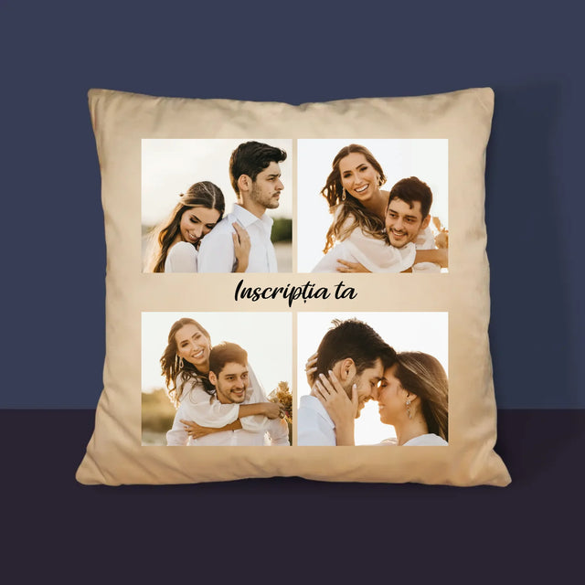 Colaj De Fotografii: 4 Fotografii Cu Inscripție - Pernă (Cu Fotografie)