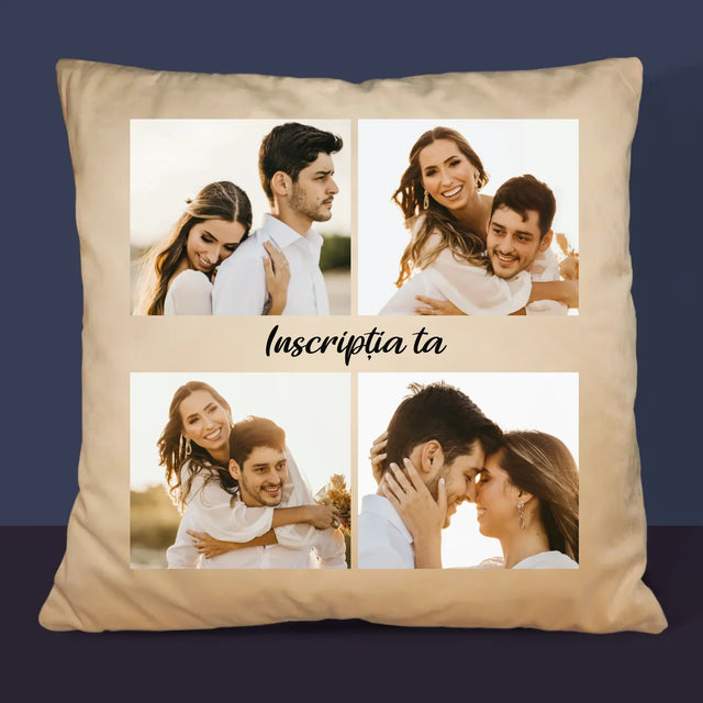 Colaj De Fotografii: 4 Fotografii Cu Inscripție - Pernă (Cu Fotografie)