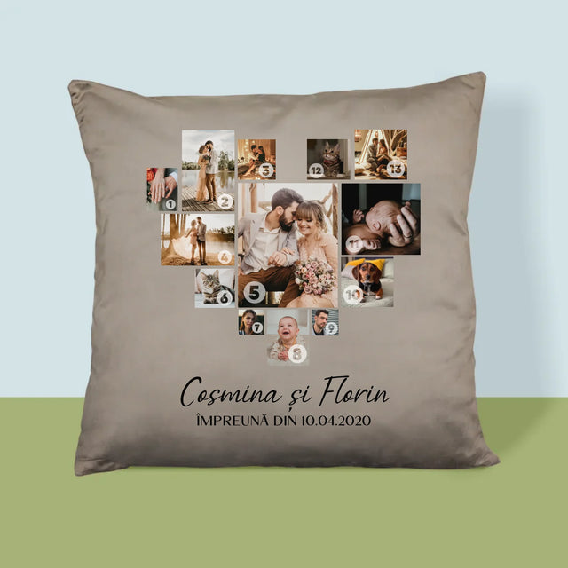 Colaj De Fotografii: Inimă - Colaj Din Fotografii - Pernă (Cu Fotografie)