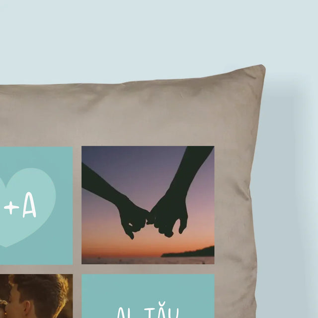 Colaj De Fotografii: Te Iubesc Inițiale - Pernă (Cu Fotografie)