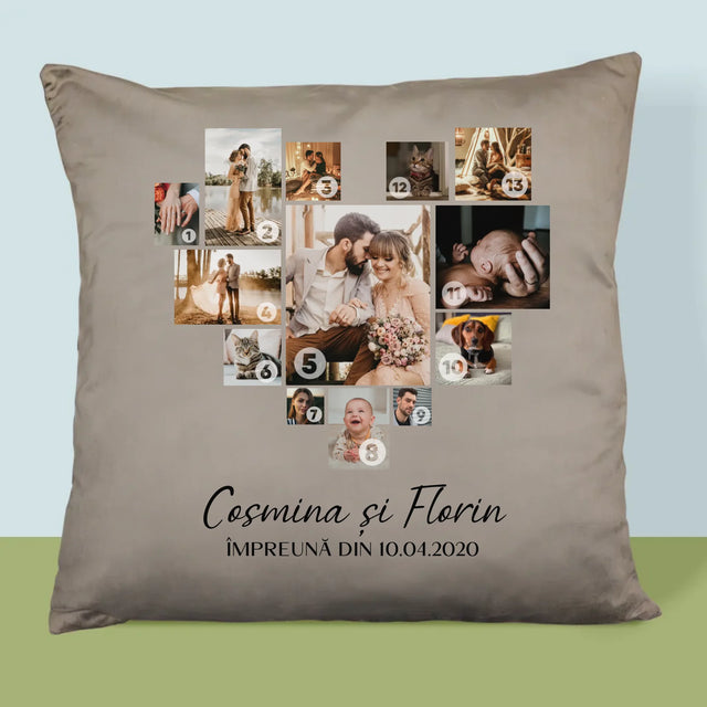Colaj De Fotografii: Inimă - Colaj Din Fotografii - Pernă (Cu Fotografie)