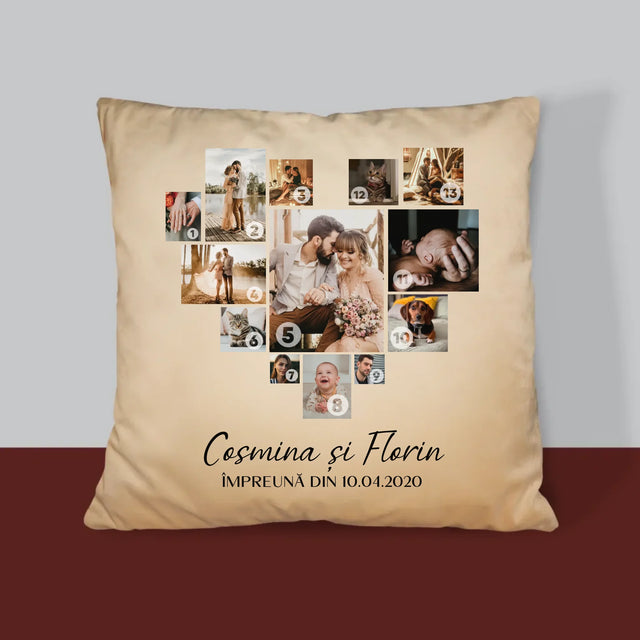 Colaj De Fotografii: Inimă - Colaj Din Fotografii - Pernă (Cu Fotografie)