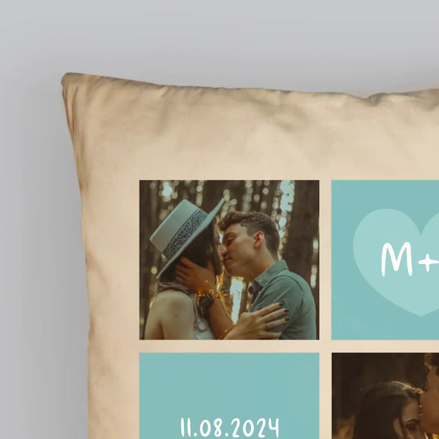 Colaj De Fotografii: Te Iubesc Inițiale - Pernă (Cu Fotografie)