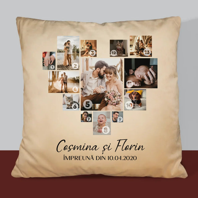 Colaj De Fotografii: Inimă - Colaj Din Fotografii - Pernă (Cu Fotografie)