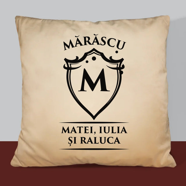 Monogramă: Monogramă Blazon - Pernă (Cu Fotografie)
