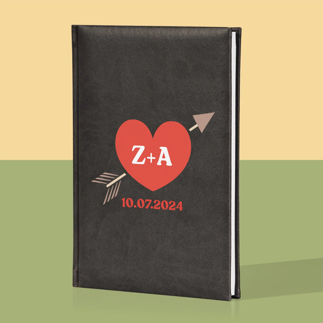 Monogramă: Inițiale Inimă Cu Săgeată - Carte Pentru Notițe Cu Fotografie