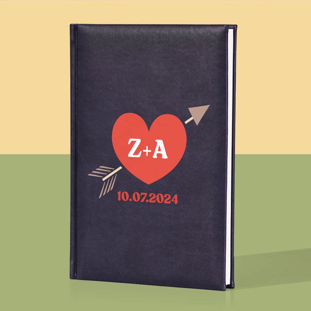 Monogramă: Inițiale Inimă Cu Săgeată - Carte Pentru Notițe Cu Fotografie