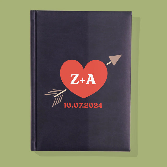 Monogramă: Inițiale Inimă Cu Săgeată - Carte Pentru Notițe Cu Fotografie