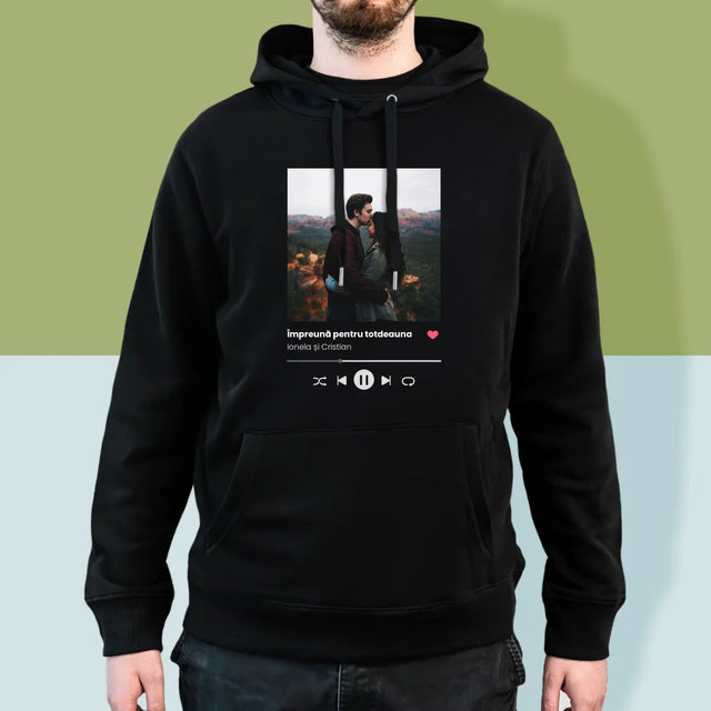Fotografie Si Semnătură: Spotify Cu Fotografia Ta - Hanorac Cu Glugă Pentru Bărbați
