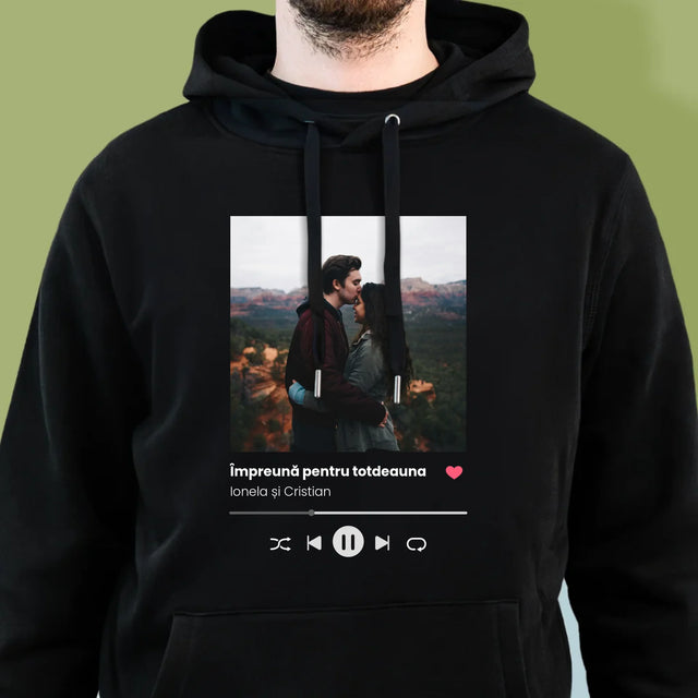 Fotografie Si Semnătură: Spotify Cu Fotografia Ta - Hanorac Cu Glugă Pentru Bărbați