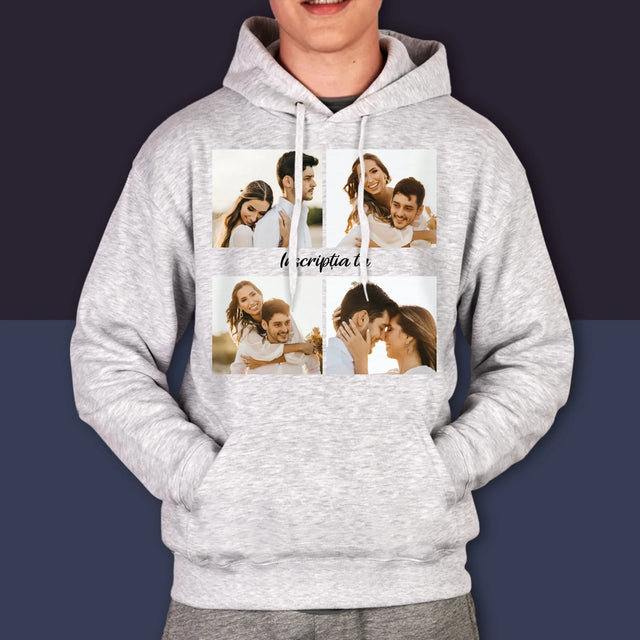 Colaj De Fotografii: 4 Fotografii Cu Inscripție - Hanorac Cu Glugă Pentru Bărbați