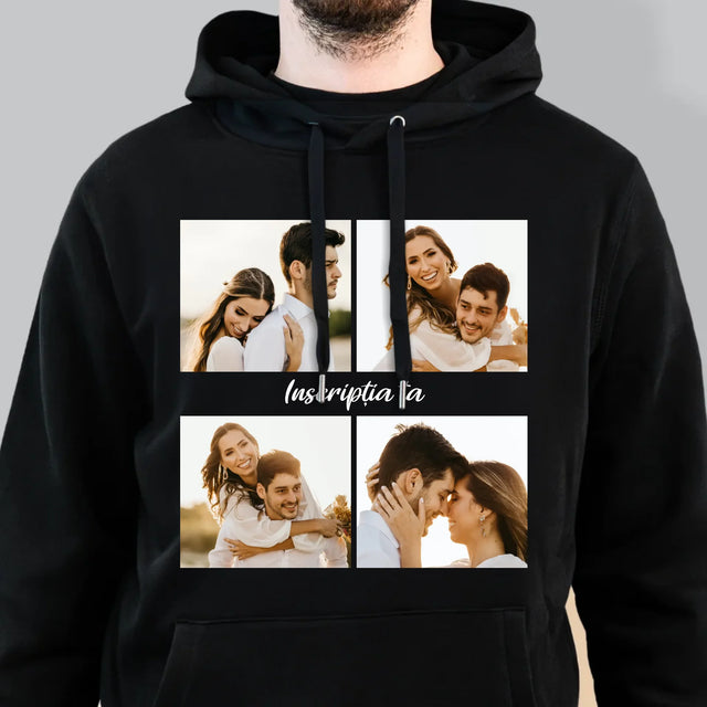 Colaj De Fotografii: 4 Fotografii Cu Inscripție - Hanorac Cu Glugă Pentru Bărbați