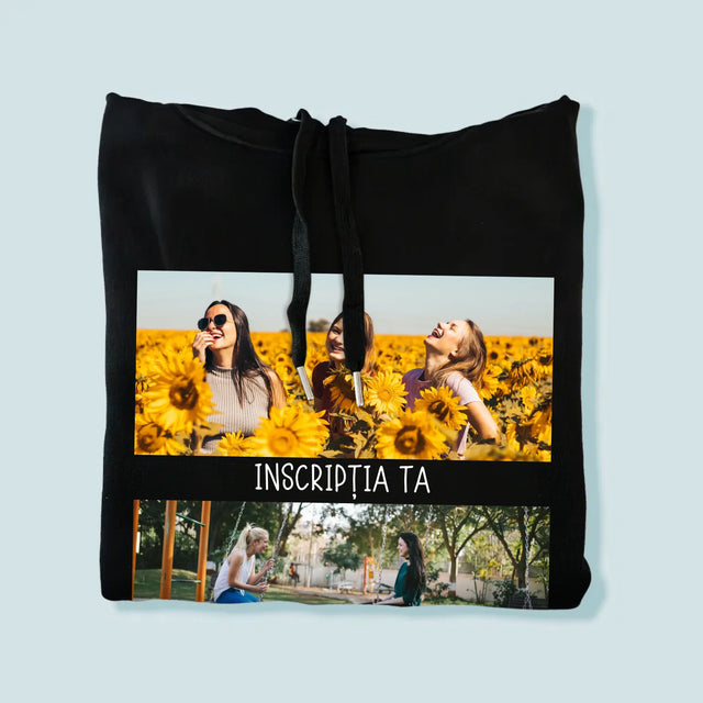 Colaj De Fotografii: 2 Fotografii Cu Inscripție - Hanorac Cu Glugă Pentru Bărbați