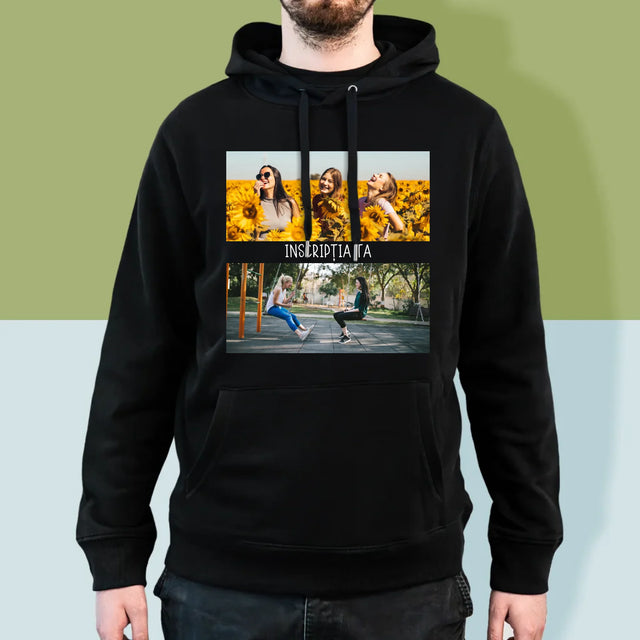 Colaj De Fotografii: 2 Fotografii Cu Inscripție - Hanorac Cu Glugă Pentru Bărbați