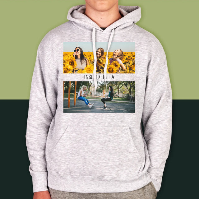 Colaj De Fotografii: 2 Fotografii Cu Inscripție - Hanorac Cu Glugă Pentru Bărbați