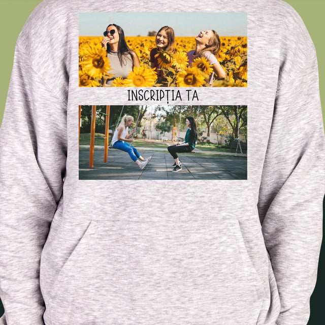 Colaj De Fotografii: 2 Fotografii Cu Inscripție - Hanorac Cu Glugă Pentru Bărbați